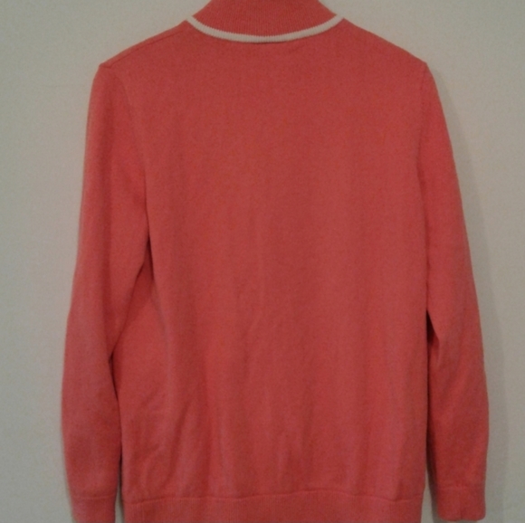 Lacoste Zip Up Knit Golf Jumper Cardigan Womens France 44 M Sweater Jacket Coral - Picture 6 of 11